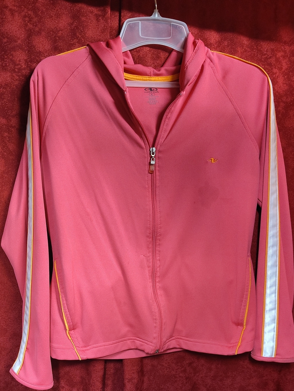 Athletic Works Pink Zip-Up Track Jacket with Yellow Accents